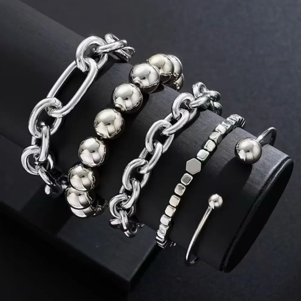🩶 NEW Sterling Silver Plated MultiChain Bracelet Stack Women's Silver Bracelet 🩶
